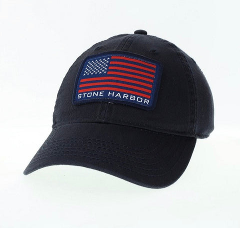 Stone Harbor Hat with Flag Patch - Navy