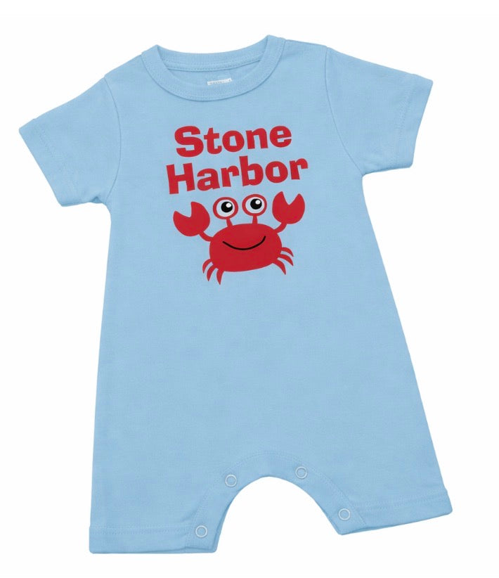 Infant Stone Harbor Short sleeve Romper: Sky Blue