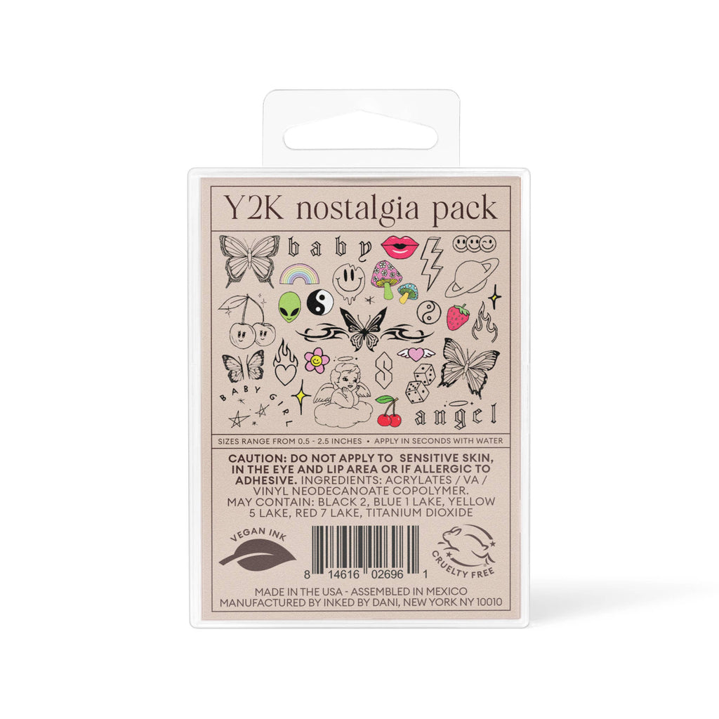 Y2K Nostalgia Temporary Tattoo Pack
