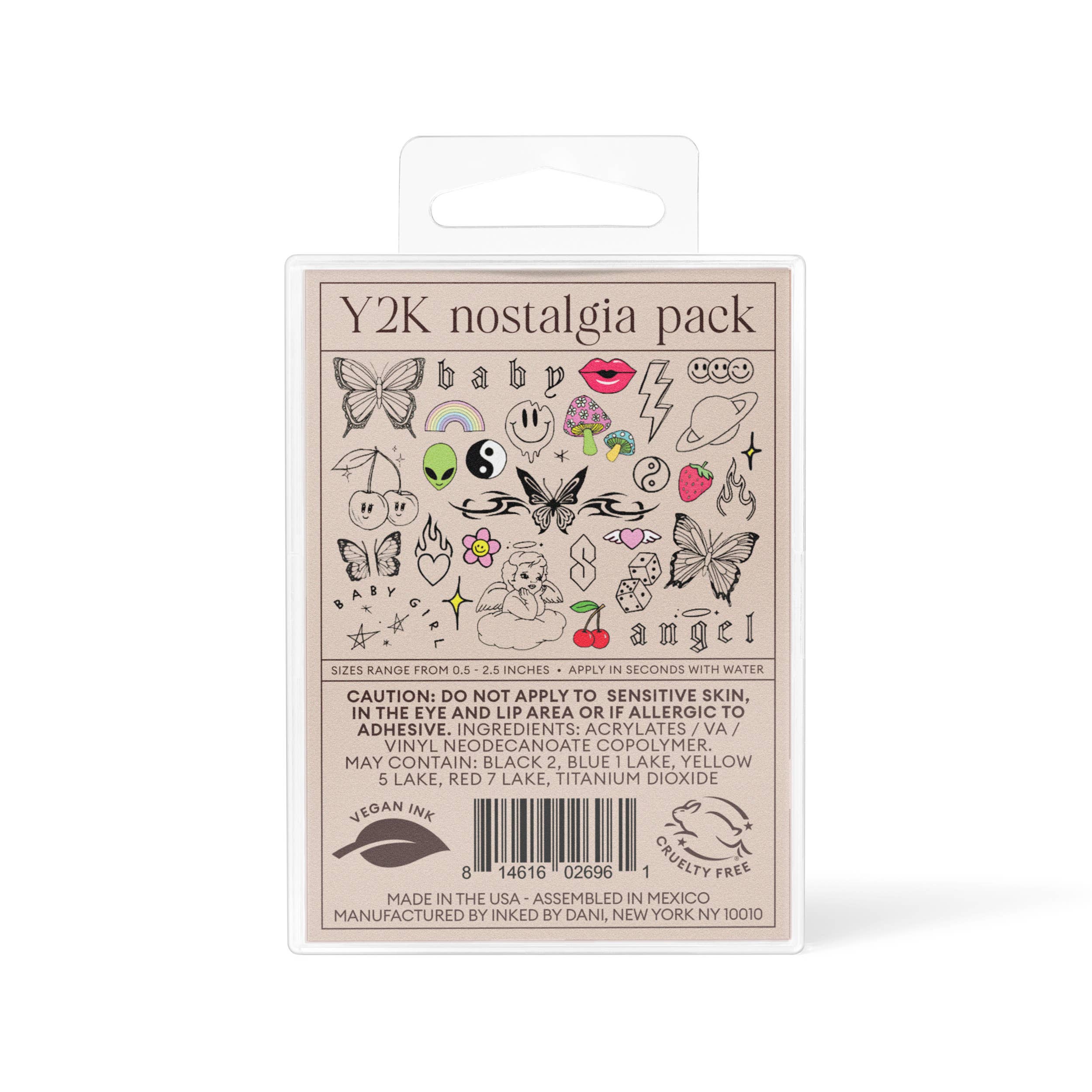 Y2K Nostalgia Temporary Tattoo Pack