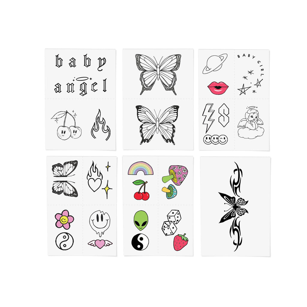 Y2K Nostalgia Temporary Tattoo Pack