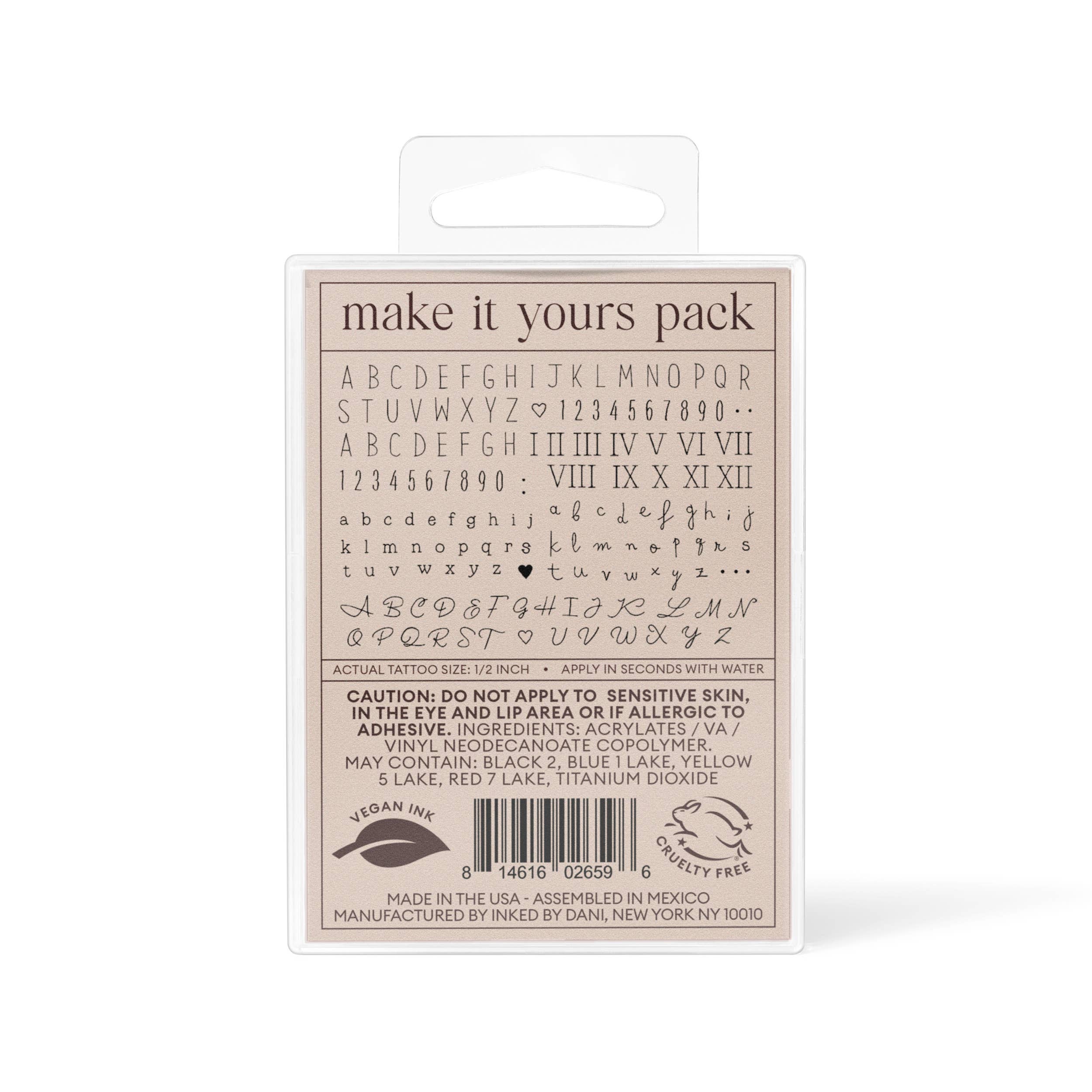 Make It Yours Temporary Tattoo Pack