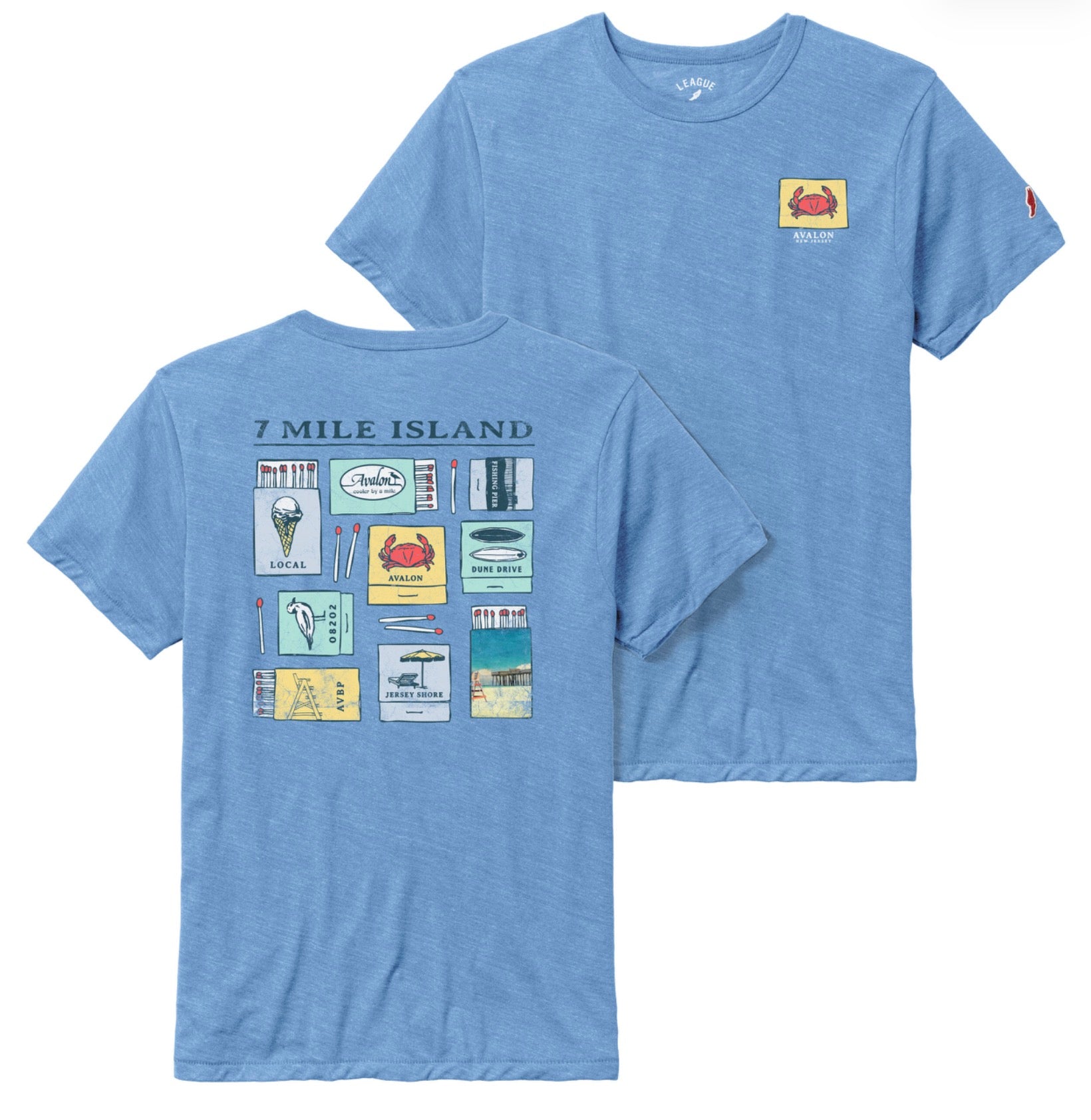 Mens Avalon Matchbook Collector Tee - Heather Power Blue