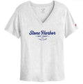 Womens Stone Harbor Boyfriend V Tee - Heather Varsity White
