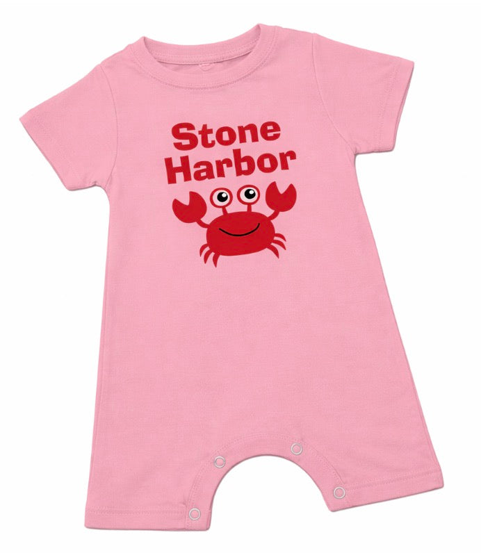 Infant Stone Harbor Short sleeve Romper: Pink