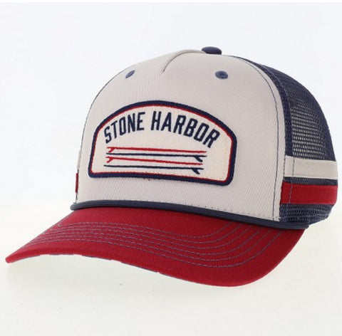 Stone Harbor 2Bar Hat stone/cardinal/blue trucker