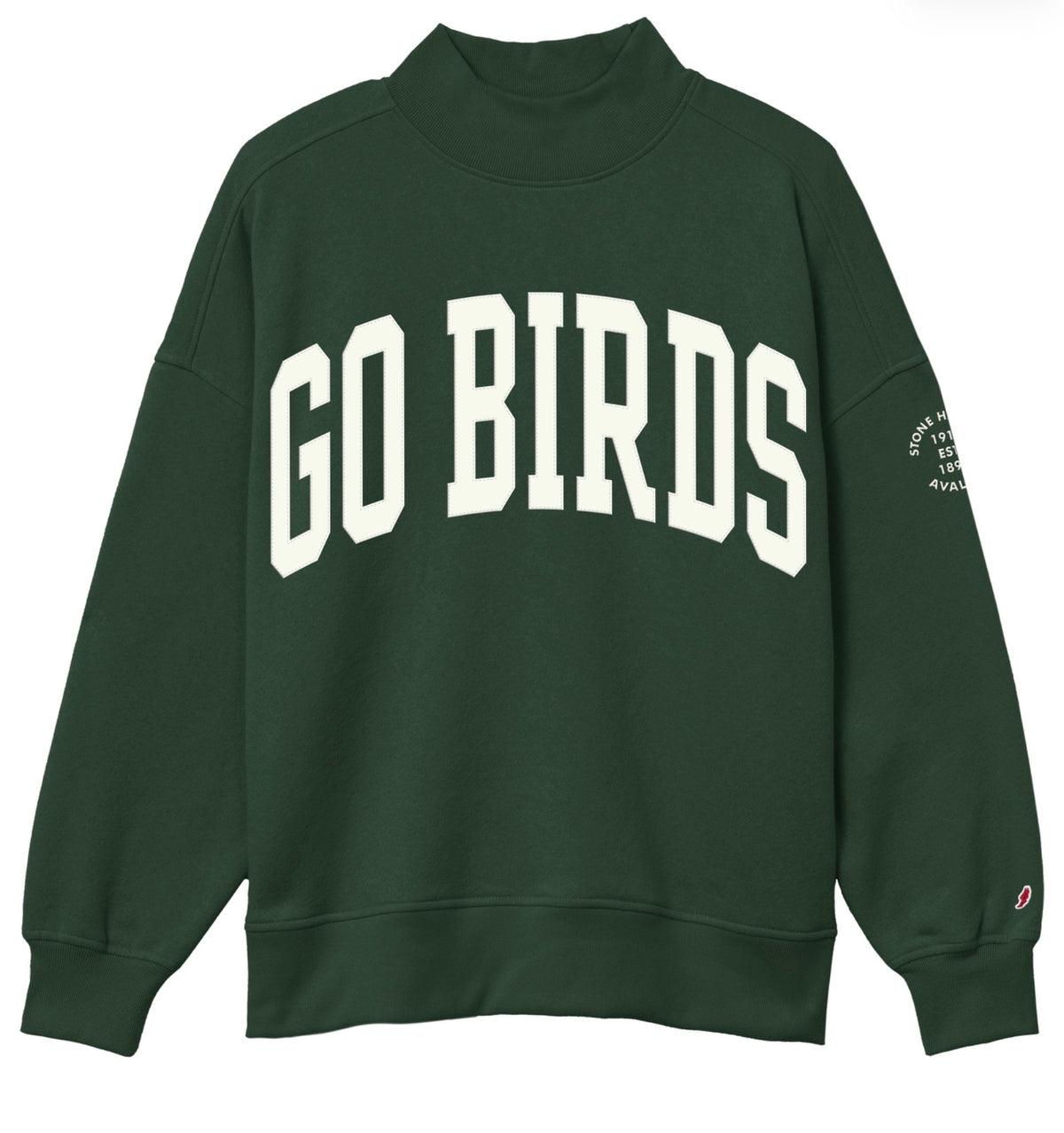 Womens Go Birds Appliqué Diana Mock Neck - Dark Green (Avalon Stone Harbor on sleeve)