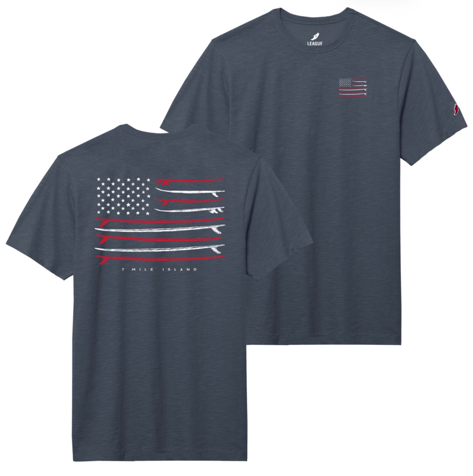 Mens Seven Mile Island Flag Tee - Spring Navy