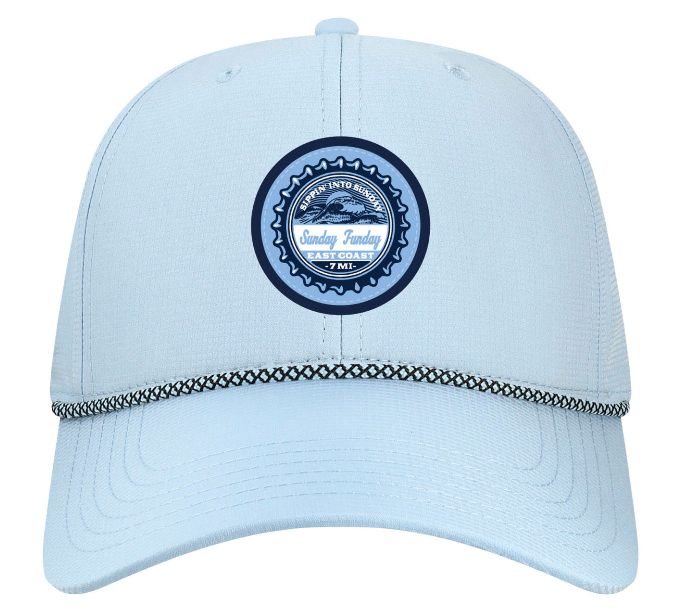 Sunday Funday Light Blue Bottle Cap Ripper Hat w/rope