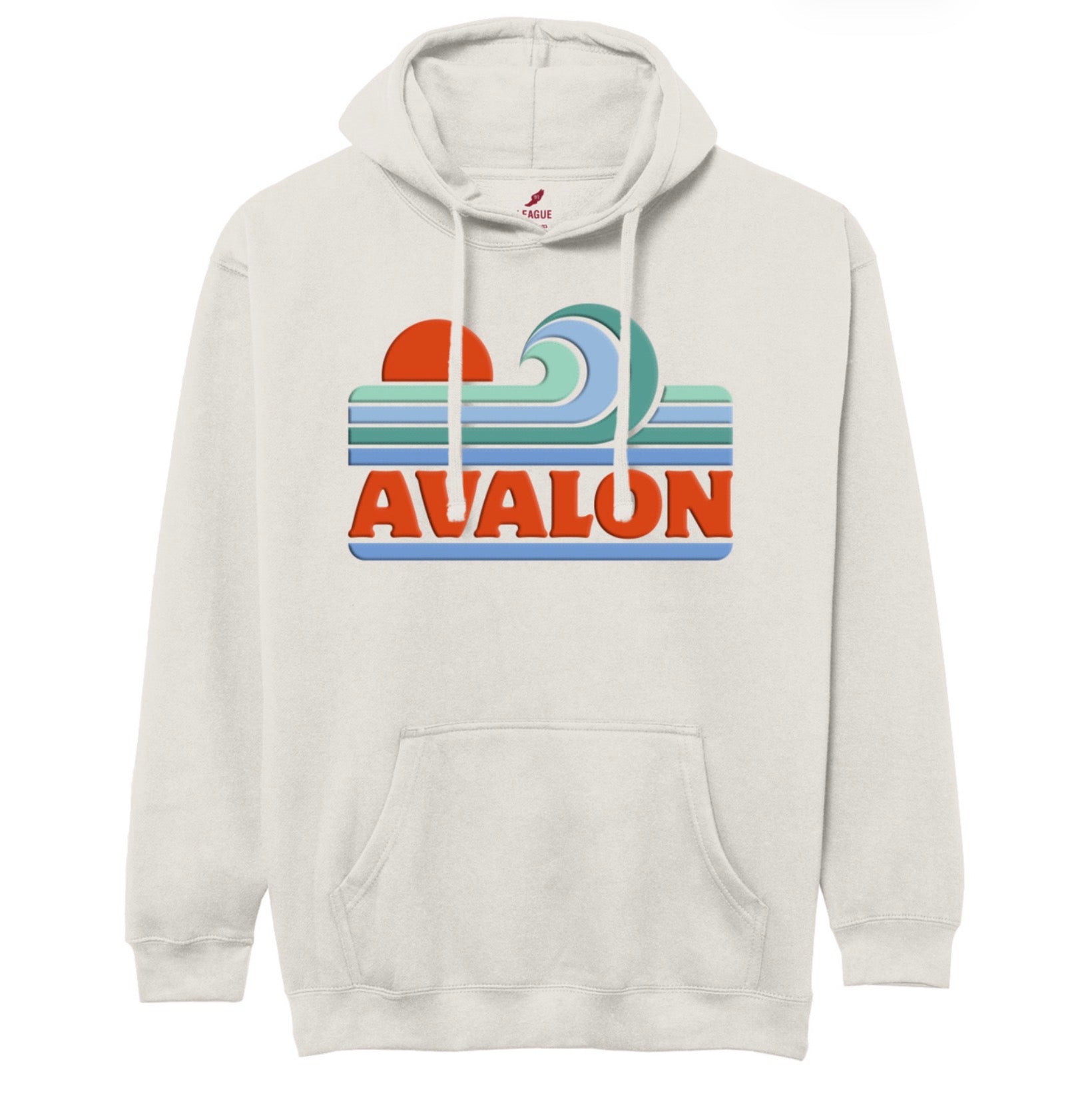 Mens Avalon Wave Hood - Oatmeal Heather appliqué