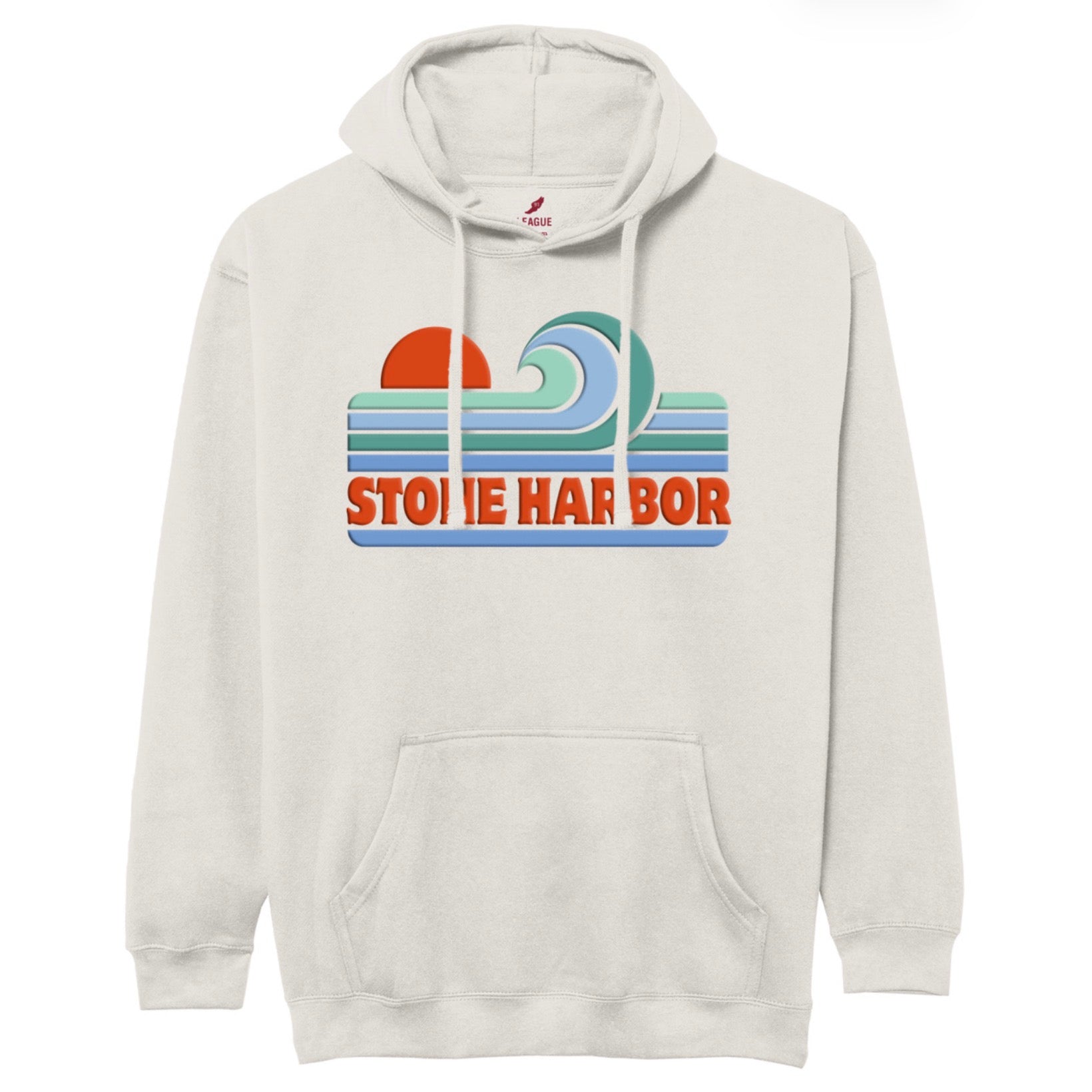 Mens Stone Harbor Wave Hood - Oatmeal Heather appliqué