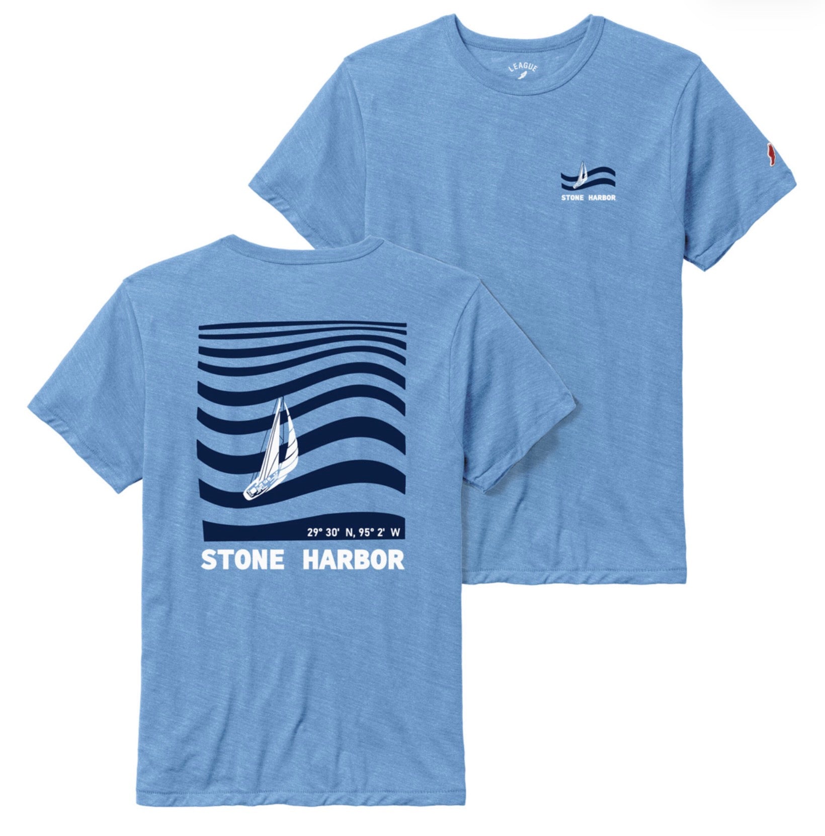 Mens Stone Harbor HH Waves Tee - Heather Power Blue