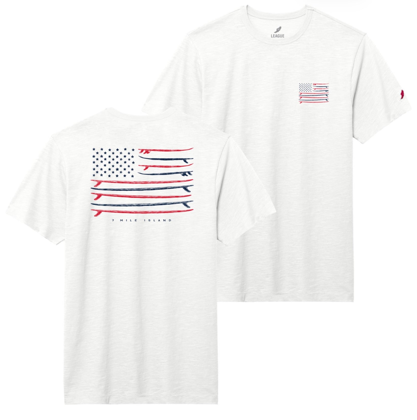 Mens Seven Mile Island Flag Tee - Washed Vintage White