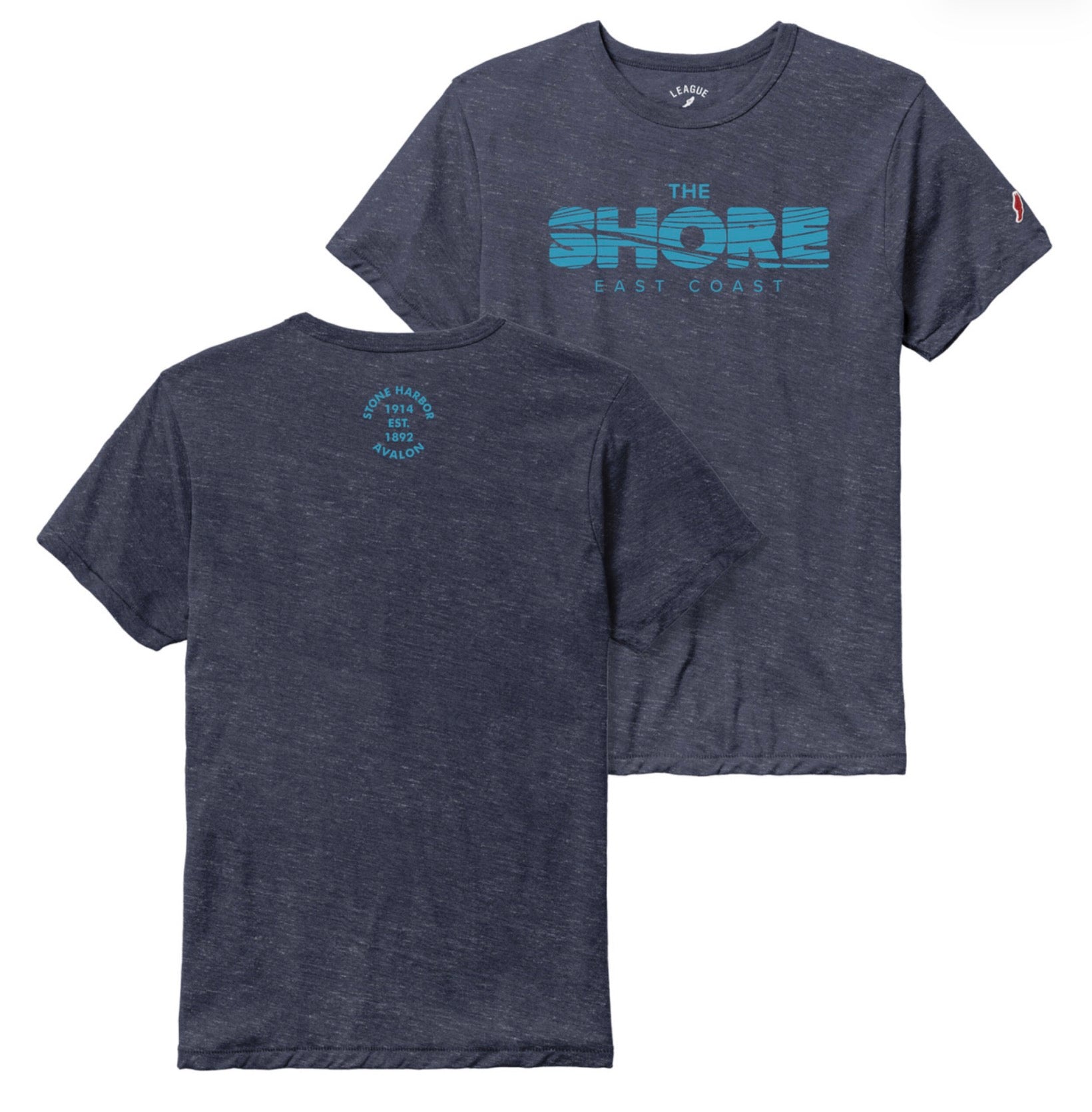 Mens The Shore East Coast Tee - Heather Lib Navy