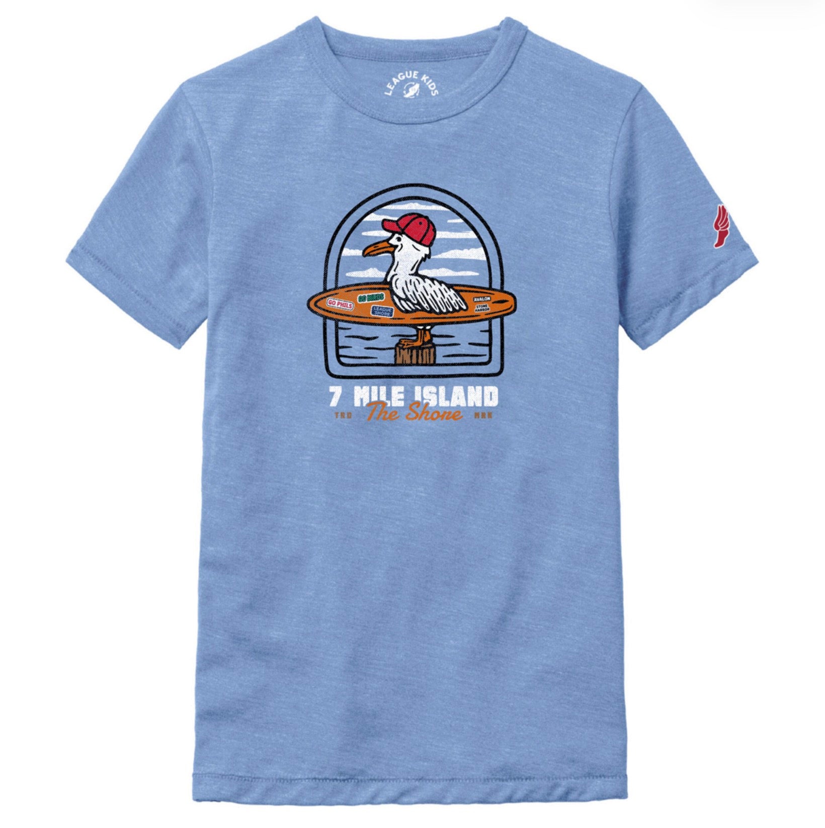 Kids Seagull Surf's Up Tee - Heather Power Blue
