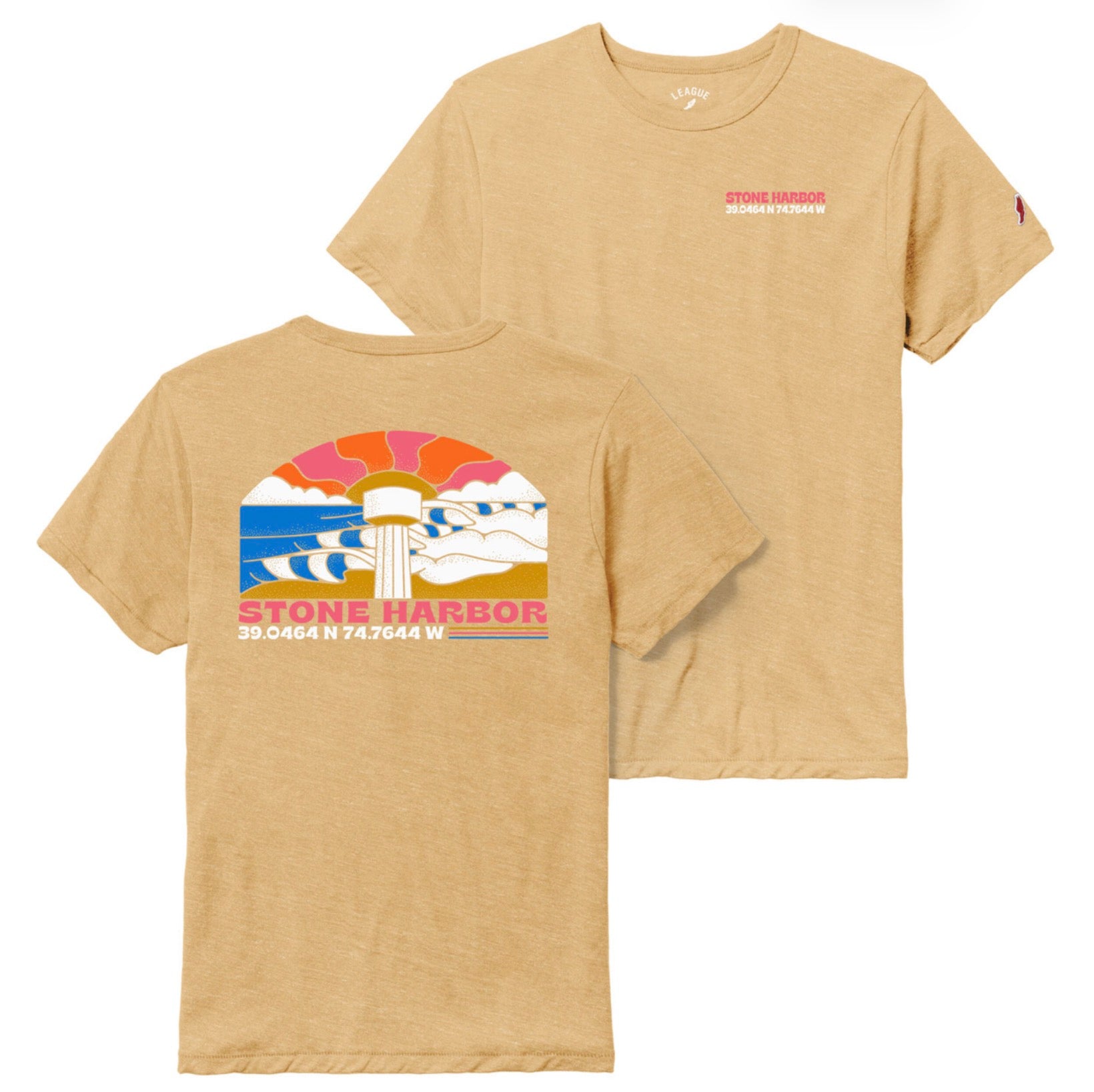 Mens Stone Harbor Water Tower Tee - Heather Varsity Gold
