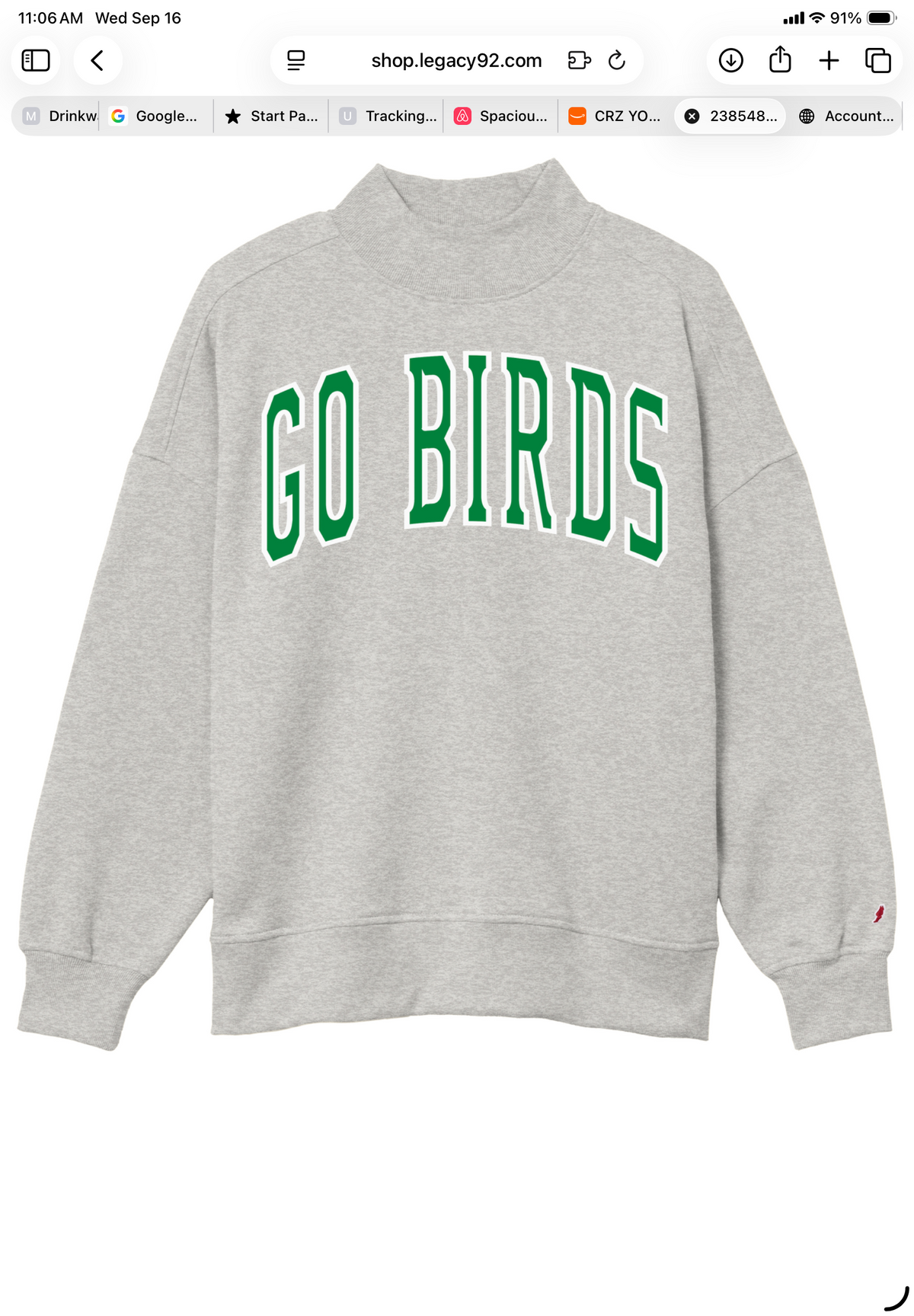 Womens Go Birds Diana Mock Neck - Steel Grey