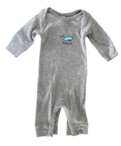 Avalon Infant Long Romper Whale Heather