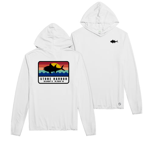 Men's Stone Harbor Long Sleeve Sundial Hoodie Fish White