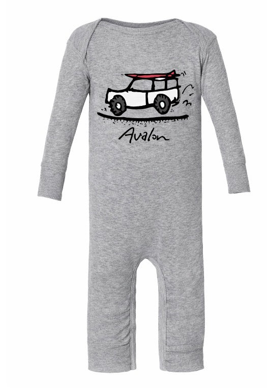 Avalon Infant Long Romper Road Trip Heather