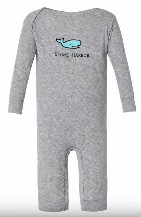 Stone Harbor Infant Long Romper Whale Heather