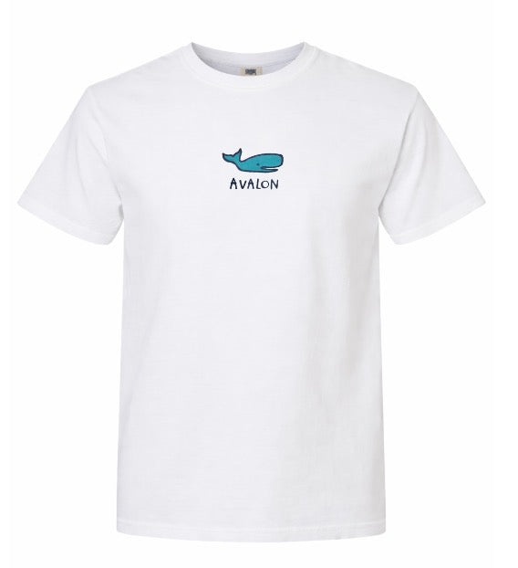 Avalon Adult Whale Tee White  (design on back too)