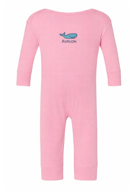Avalon Infant Long Romper Whale Pink