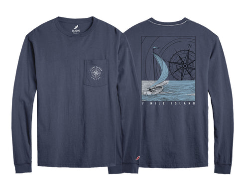 Men's Stone Harbor Navigator Long Sleeve Pocket Tee - Spring Navy ** 20% END OF SUMMER SALE