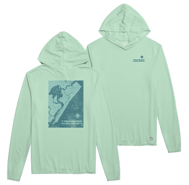 Men's Back Bays Map UPF 50 Sundial Hoodie - Pale Mint