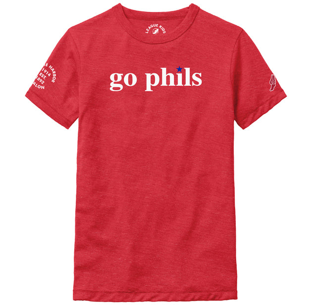 Kids Go Phils Victory Falls Tee - Heather True Red