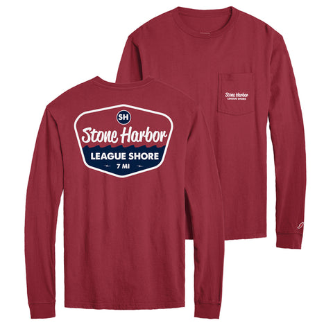 Men's SH League Shore L/S Pocket Tee - Vintage Light Maroon