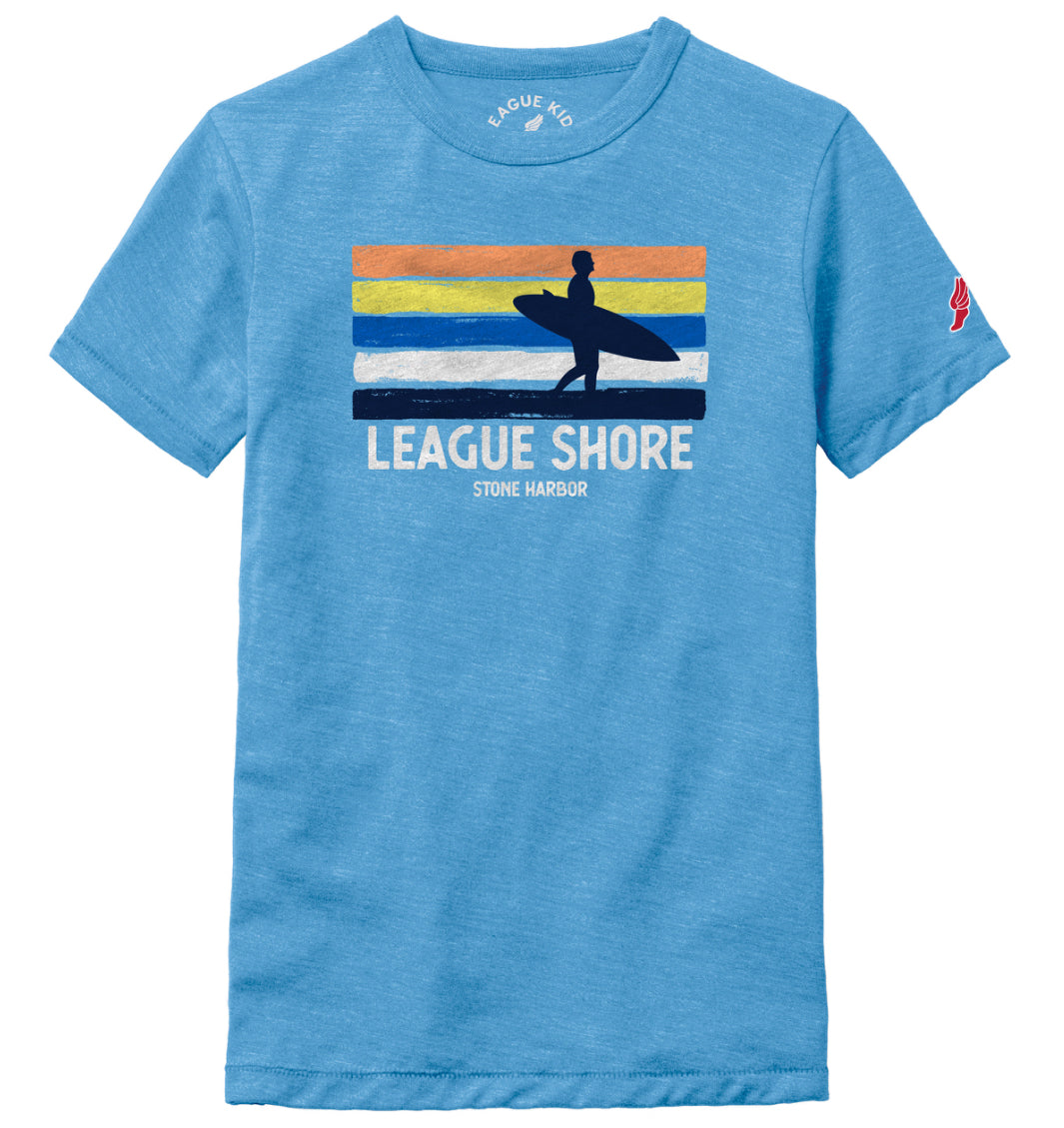 Kids League Shore Surfer Tee - Heather Power Blue