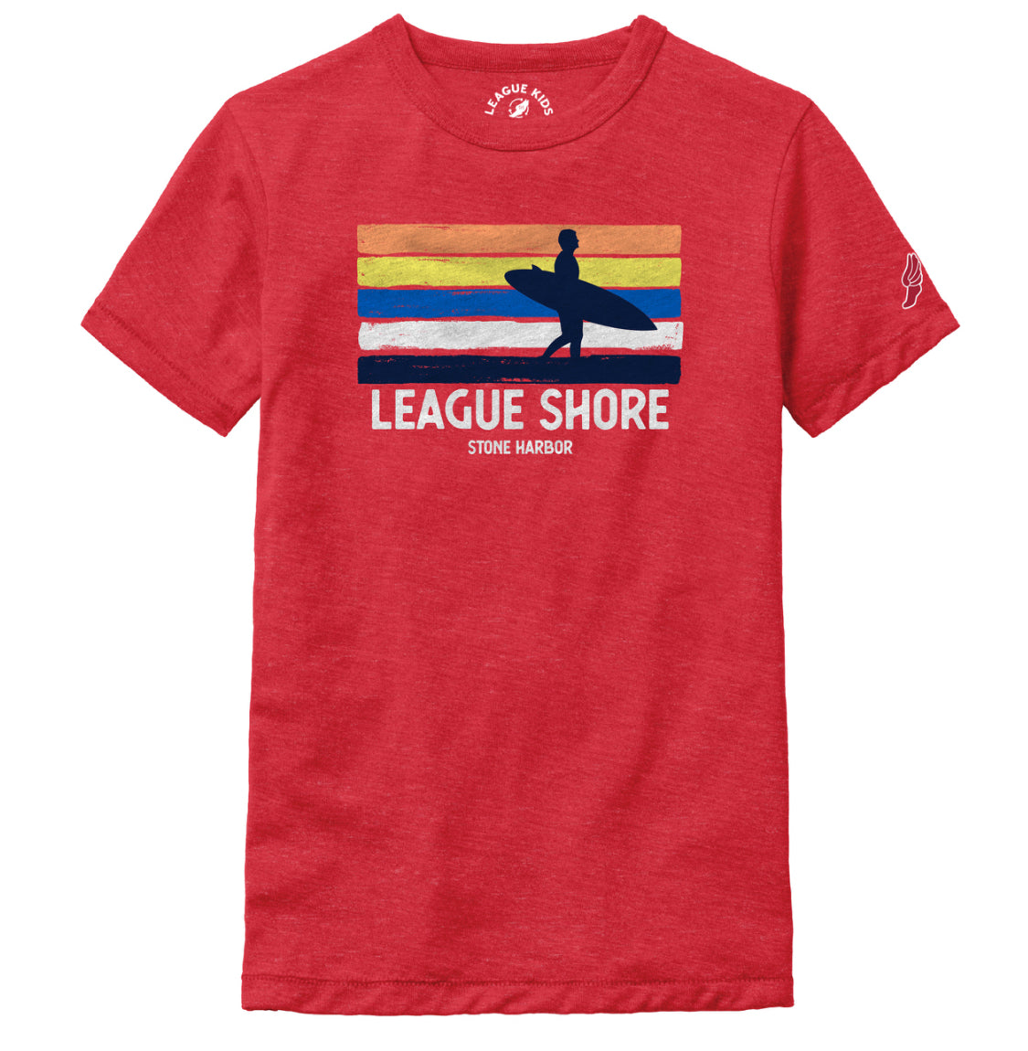 Kids League Shore Surfer Tee - Heather True Red