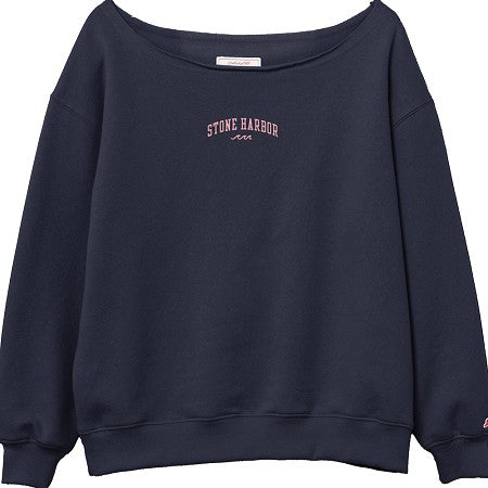 Womens Stone Harbor Tiffany Wave Off The Shoulder - Navy
