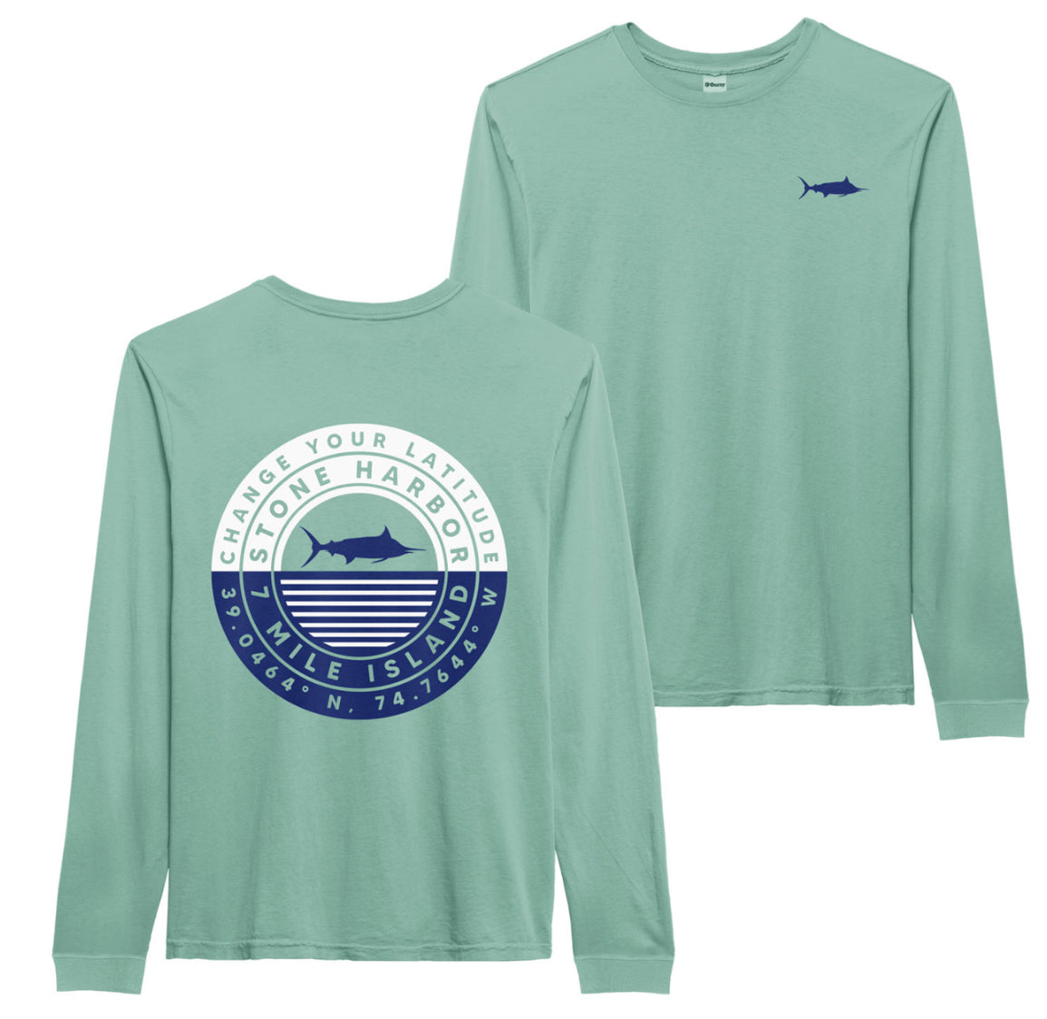 Men's Stone Harbor Marlin Pigment Dyed Long Sleeve Tee - Turquoise