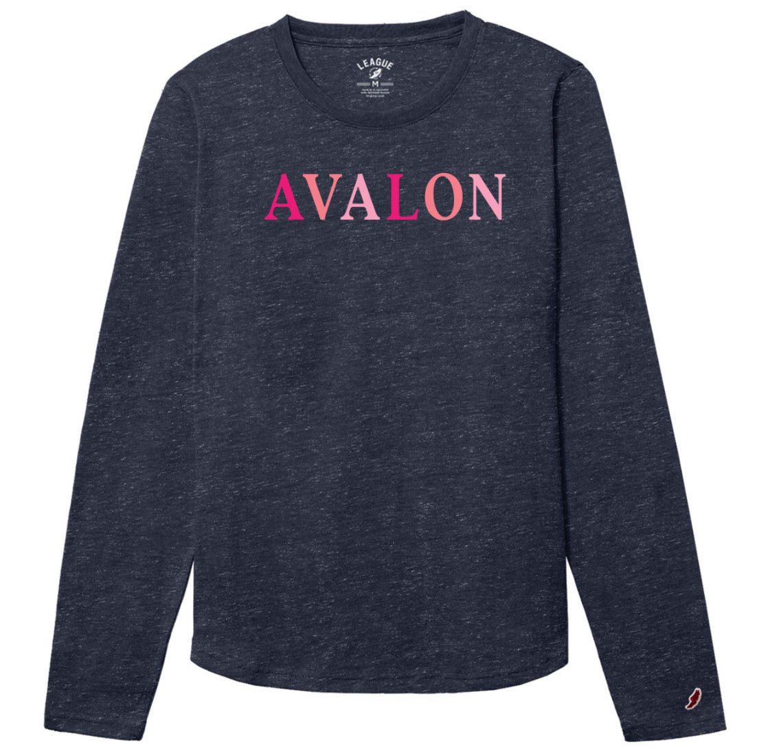 Women's Avalon Candy Intramural Long Sleeve Tee - Heather Lib Navy