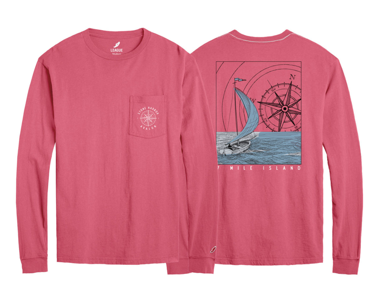 Men's Stone Harbor Navigator Long Sleeve Pocket Tee - Nantucket Red