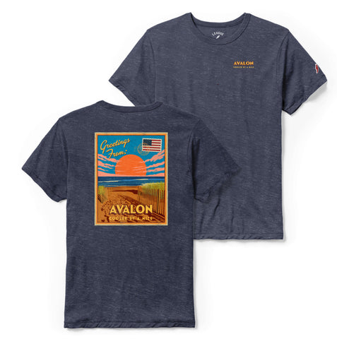 Men's Avalon Postcard Tee - Heather Navy ** 20% END OF SUMMER SALE