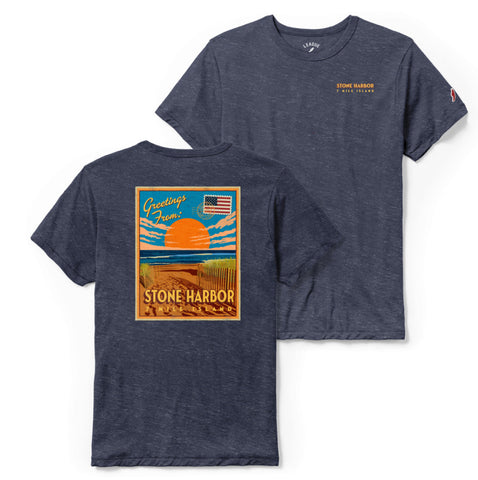 Men's Stone Harbor Postcard Tee - Heather Navy ** 20% END OF SUMMER SALE
