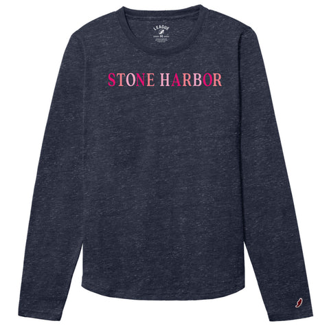 Women's Stone Harbor Candy Intramural Long Sleeve Tee - Heather Lib Navy ** 30% END OF SEASON SALE