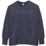 Women's Shore Thing Weathered Fleece Crew - Heather Navy