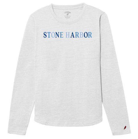 Women's Stone Harbor Candy Intramural Long Sleeve Tee - Heather Varsity White ** 30% END OF SEASON SALE
