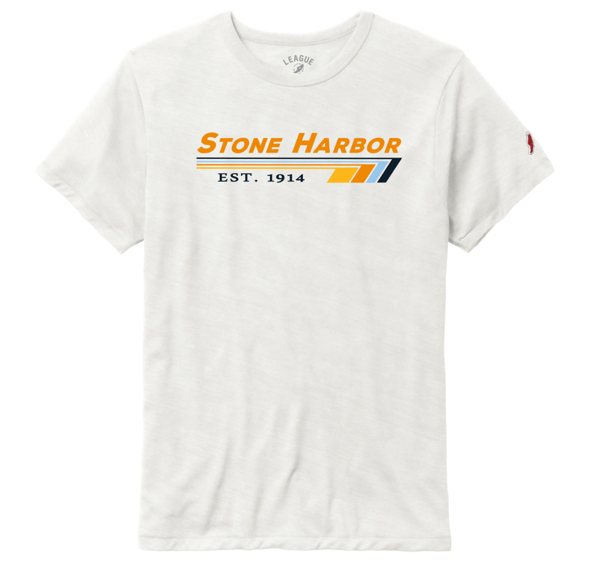 Unisex Stone Harbor Stripes Triblend Victory Falls Tee - Heather Canvas