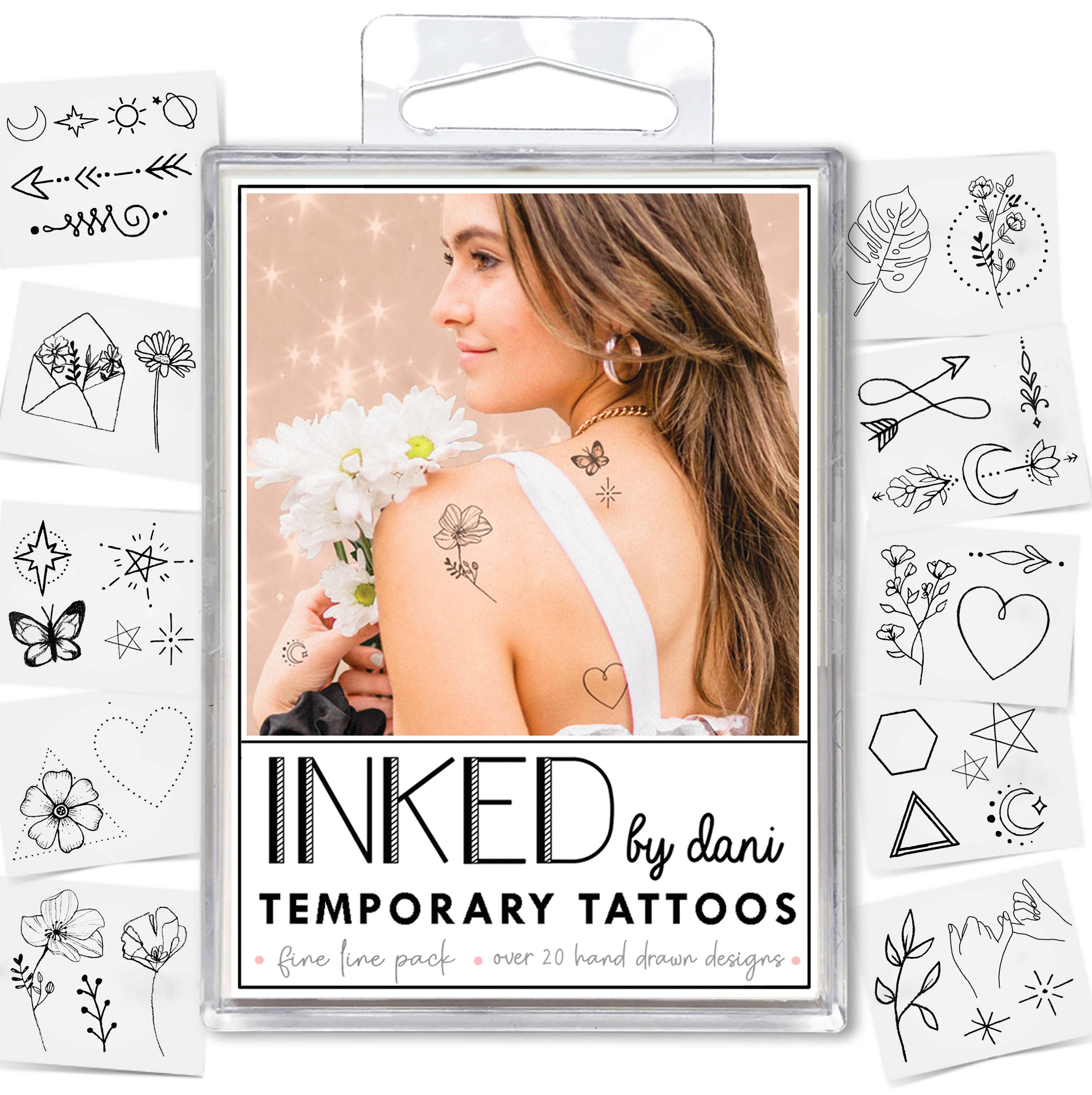 Fine Line Temporary Tattoo Pack