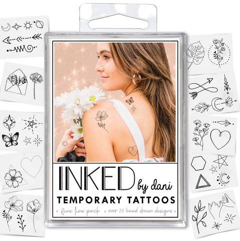 Fine Line Temporary Tattoo Pack
